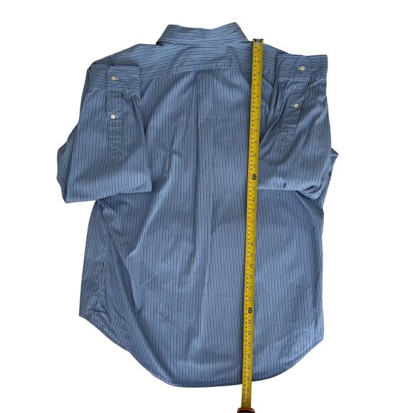 Ralph Lauren Classic Fit Long Sleeve Blue Striped Poplin Shirt, Size L - Picture 8 of 9